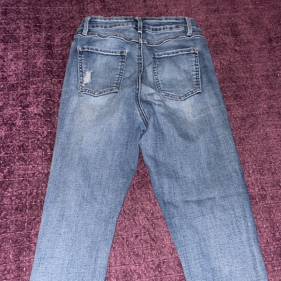 CALI Ultra High Rise Blue Skinny Jeans size 0 distressed denim jeans like new - Picture 9 of 10